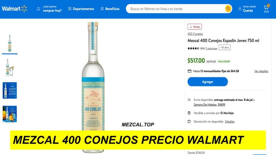 MEZCAL 400 CONEJOS PRECIO WALMART 