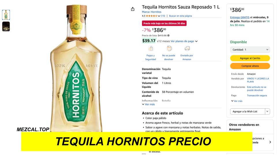 Tequila Hornitos Precio