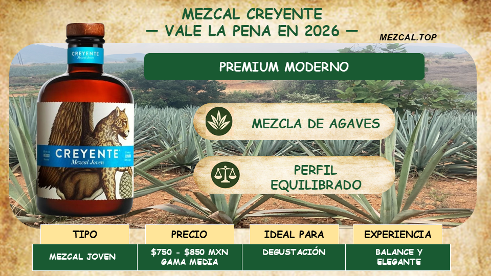 MEZCAL CREYENTE MEZCAL DE AGAVES CON PERFIL EQUILIBRADO Y ELEGANTE