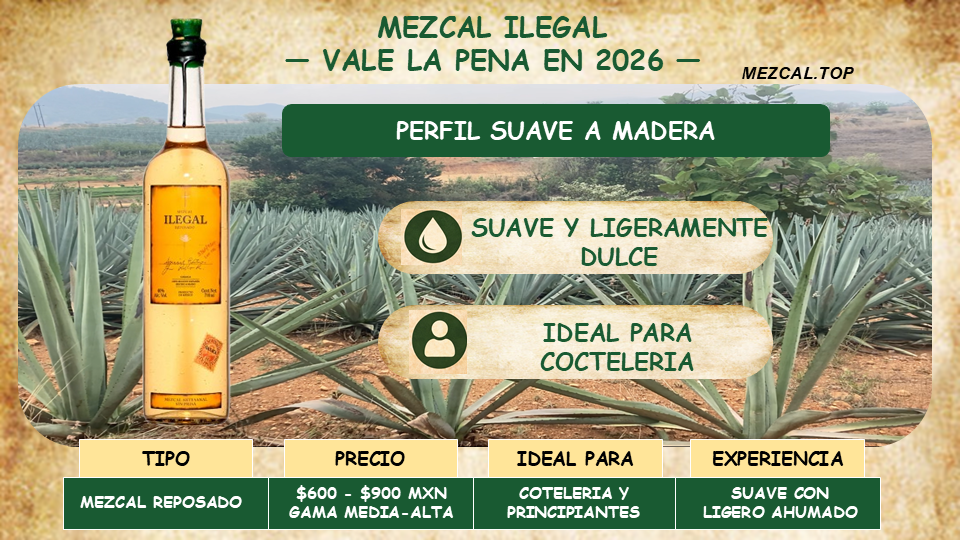 MEZCAL ILEGAL JOVEN CON PERFIL SUAVE IDEAL PARA COCTELERIA