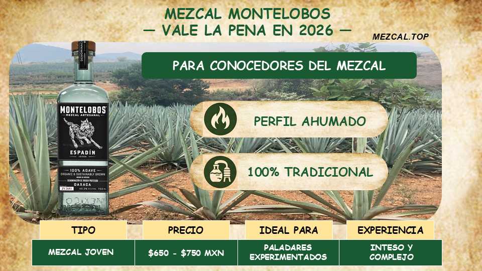 MEZCAL MONTELOBOS ARTESANAL CON PERFIL AHUMADO INTENSO Y CARACTER FUERTE