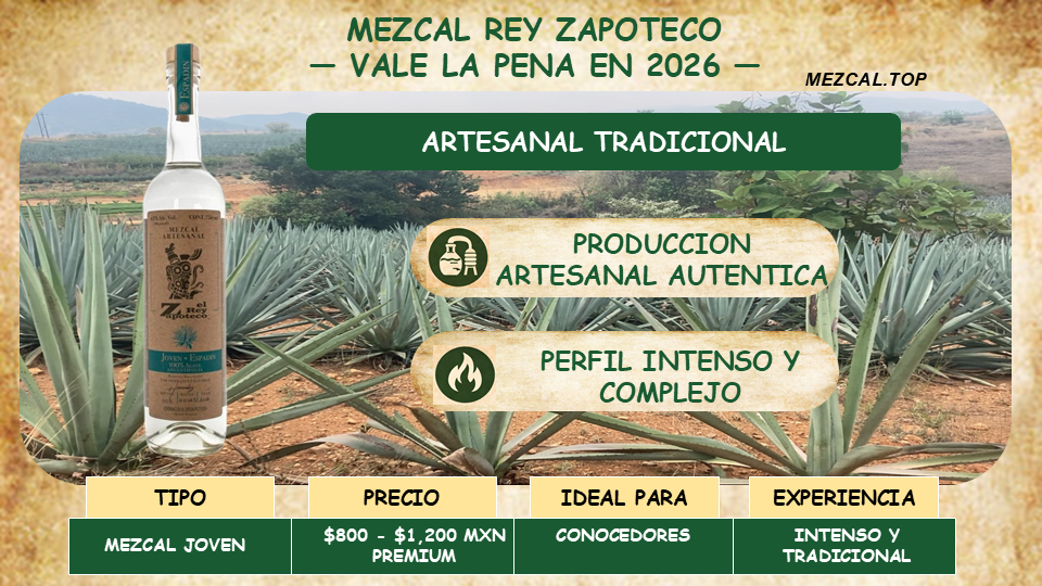 MEZCAL REY ZAPOTECO ARTESANAL CON SABOR INTENSO Y TRADICIONAL DE OAXACA