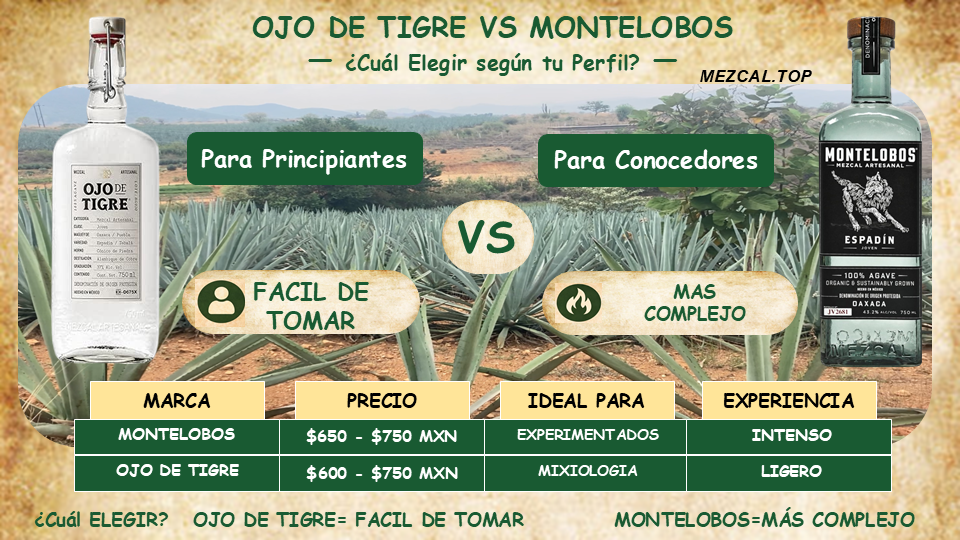 ojo de tigre vs montelobos comparativa mezcal cual es mejor sabor precio y experiencia