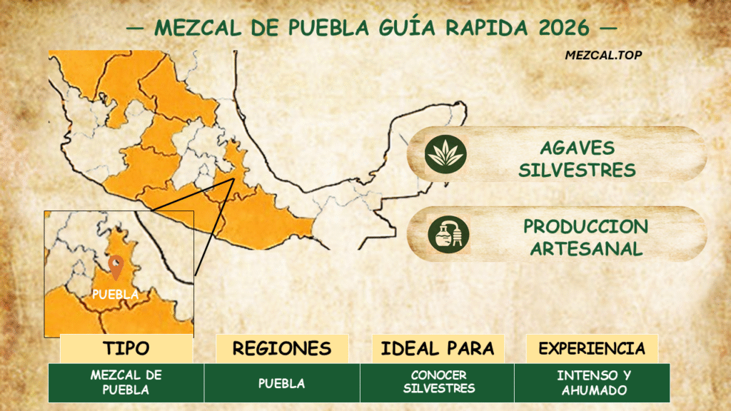 Mezcal de Puebla mapa del estado productor de mezcal en Mexico